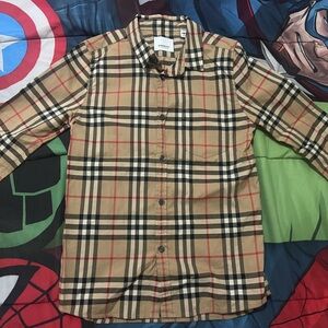 Burberry Tan and Black Checkered Shirt